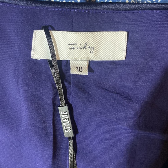 Friday Navy Blue Vibrant Embroidered Colors Sheath Dress Size 10 - Picture 5 of 6